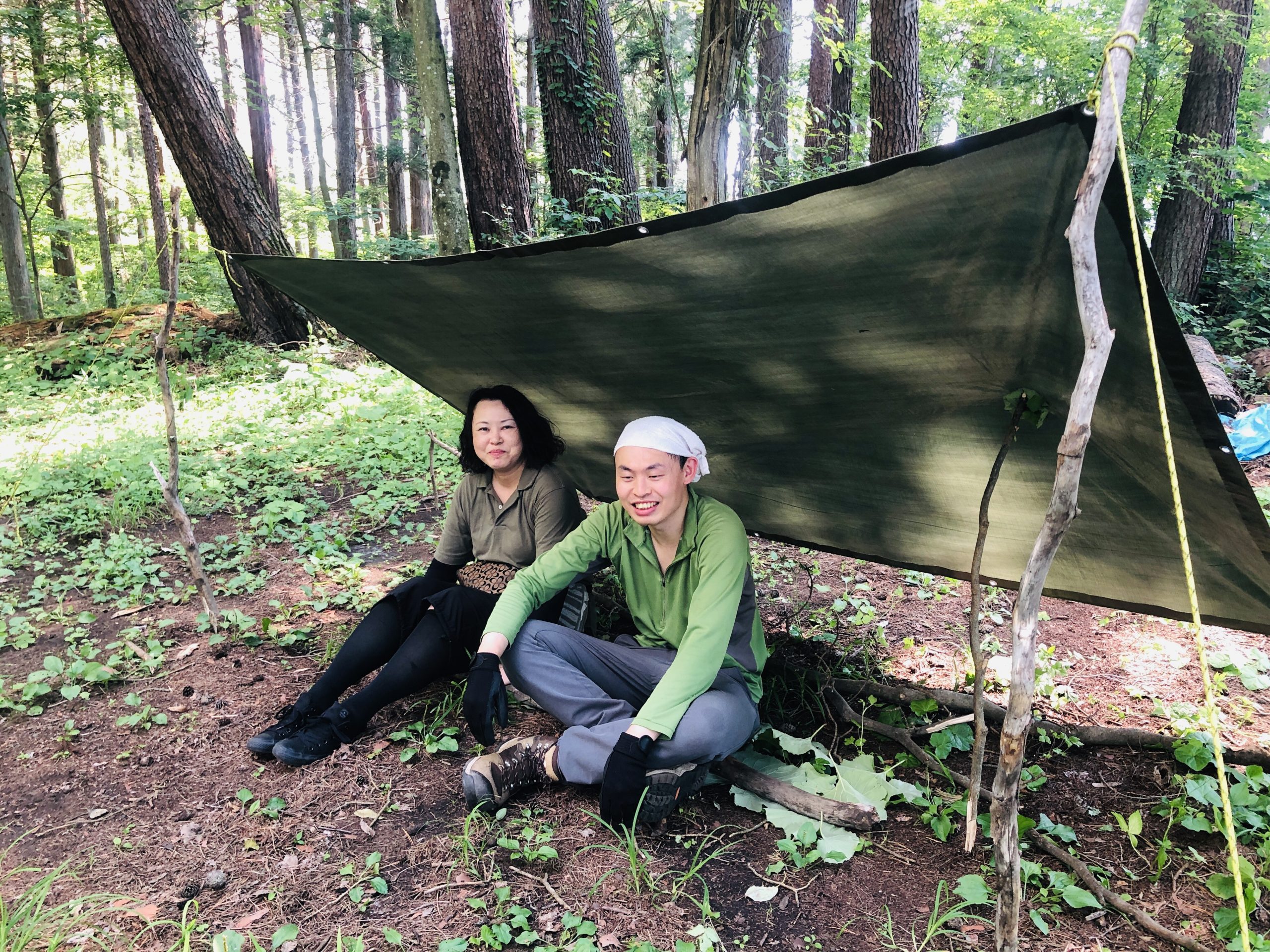 はじめてのブッシュクラフトサバイバル教室 第1回「サバイバルの基本ーシェルター作りとロープワーク」 2021年7月19日